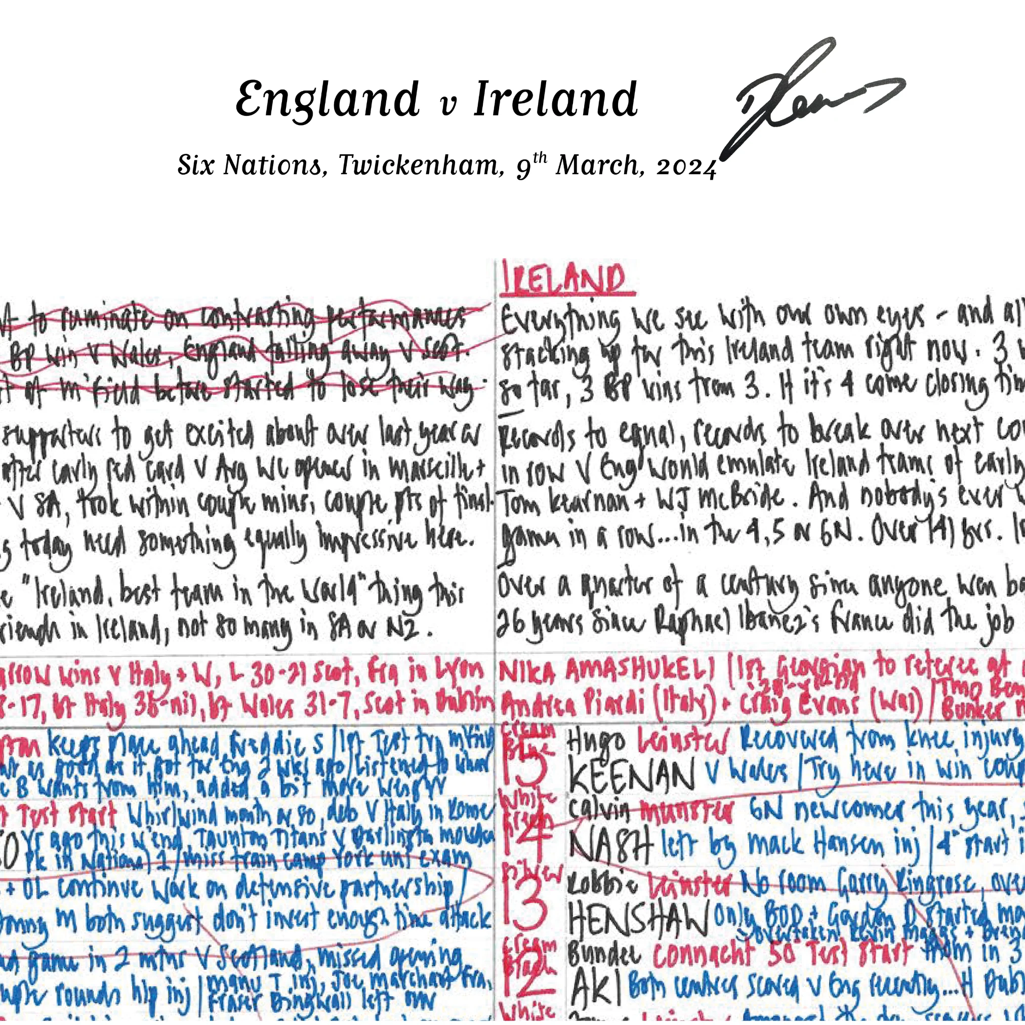 RUGBY UNION  *Danny Care 100 Cap Limited Edition* England v Ireland, Six Nations, Twickenham, London. March 9, 2024. Nick Mullins. - Image 6