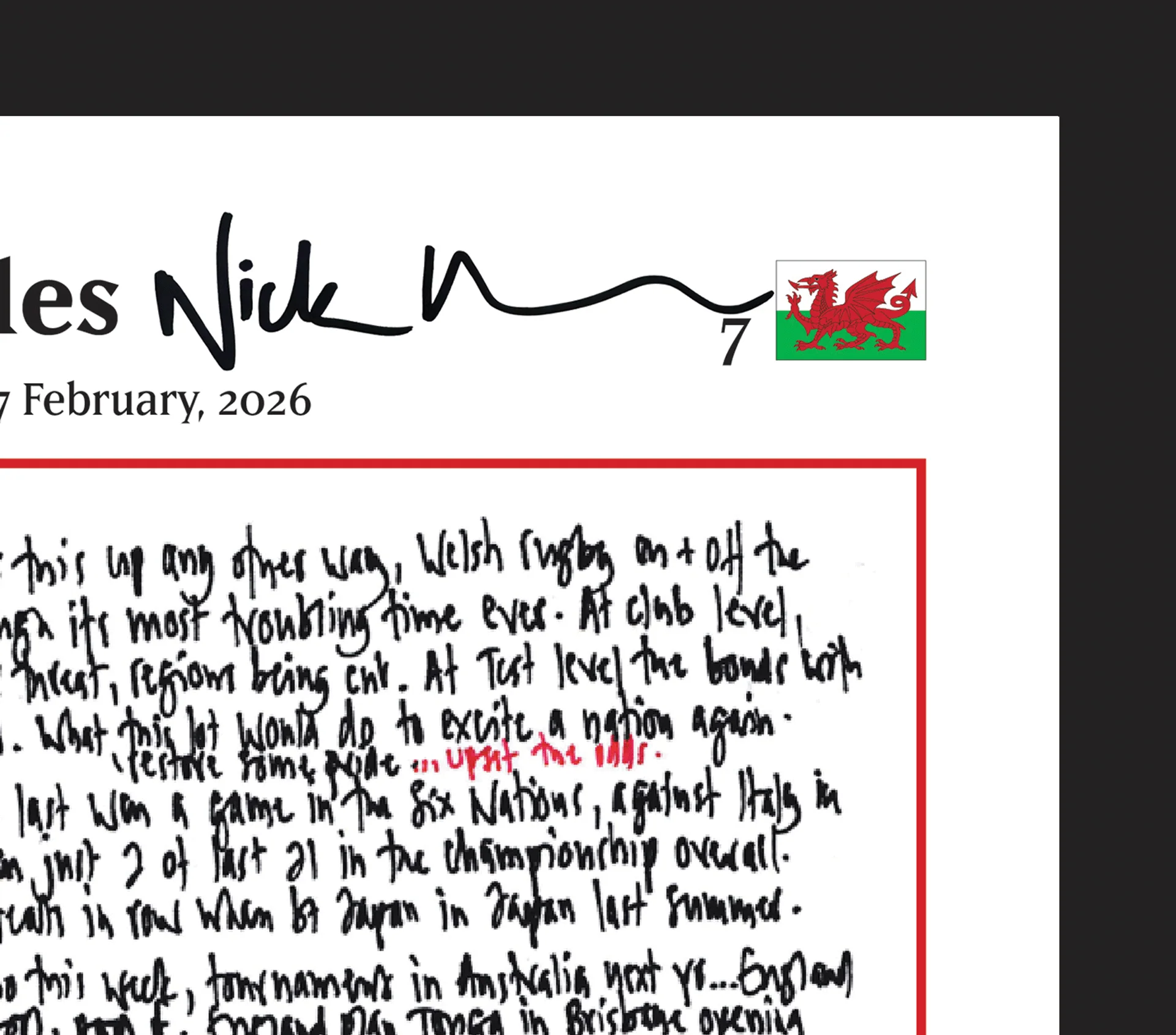 Rugby Union, Six Nations, England v Wales, 7 February, 2026. Nick Mullins. - Image 9